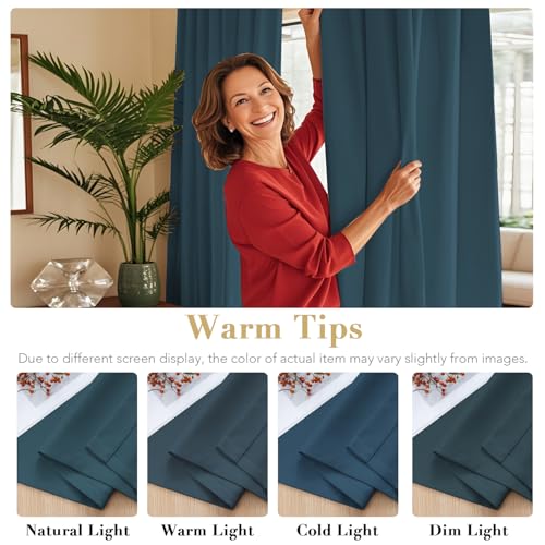 Image of H.VERSAILTEX Blackout Curtains Thermal Insulated Window Treatment Panels Room Darkening Blackout Drapes for Living Room Back Tab /Rod Pocket Bedroom Draperies, 52 x 63 Inch, Dark Teal, 2 Panels