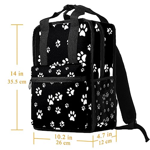 Sac à dos garçon imprimé amusant de pattes d'animaux multicolore noir