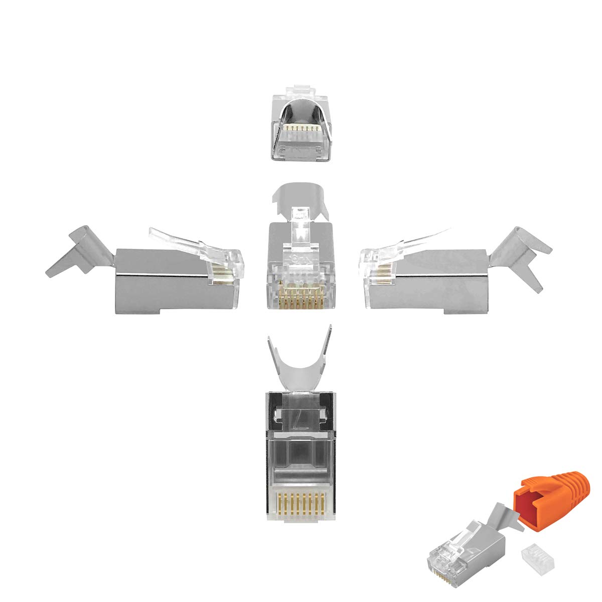 ARLI CAT 7 Verlegekabel 50m Netzwerkkabel CAT.7 + Crimpzange RJ45 Zange + Kabelmesser + 20x Netzwerkstecker Netzwerk Stecker 8 polig Plug LAN Halogenfrei Installationskabel CAT7 Kabel Netzwerk 50 m