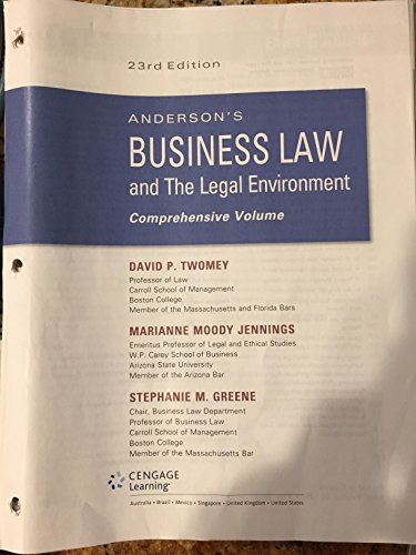 Anderson's Business Law and the Legal Environme... 1305663853 Book Cover