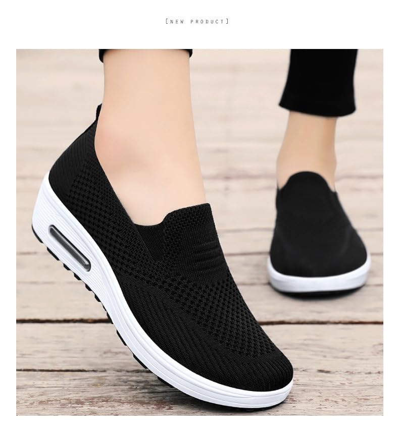 Image of carl vinson Women's Spring Thick-Soled Slip-On Shoes - Breathable, Comfortable, Height-Increasing Sneakers