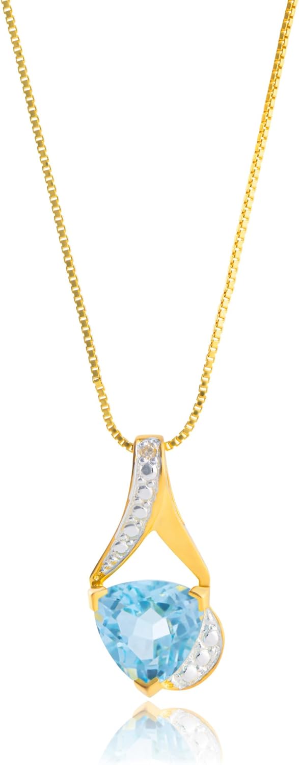 14k White Gold 8mm Cushion Cut Birthstone Solitaire Pendant Necklace for Women with 18 inch Box Chain by MAX + STONE