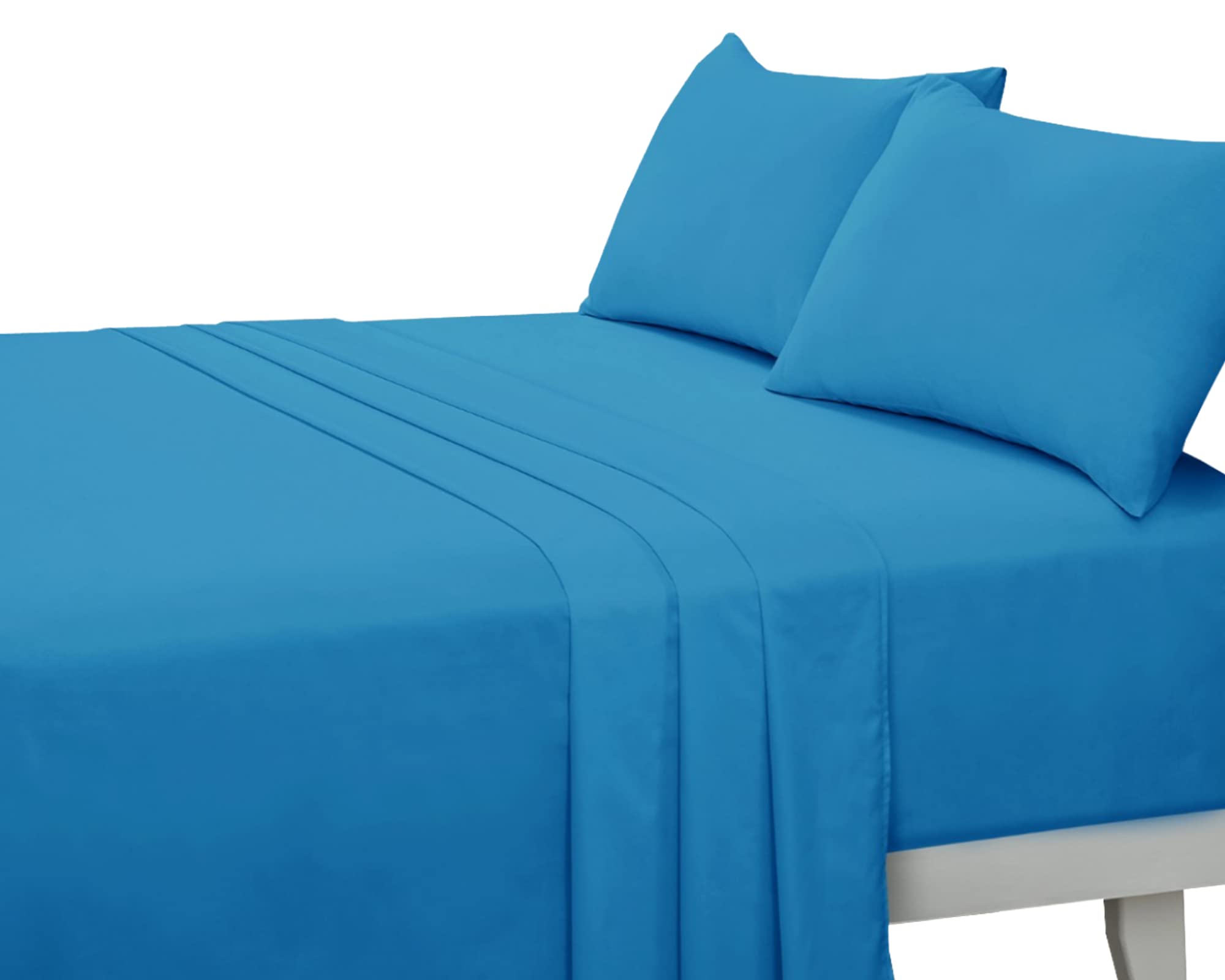 180 Thread Count 100% Pure Soft And Luxurious Easy Care And Easy Iron Plain Dyed Percale Cotton Weave Flat Sheet For Hotel Quality Bedding (Teal, Single: 175 x 248cm)