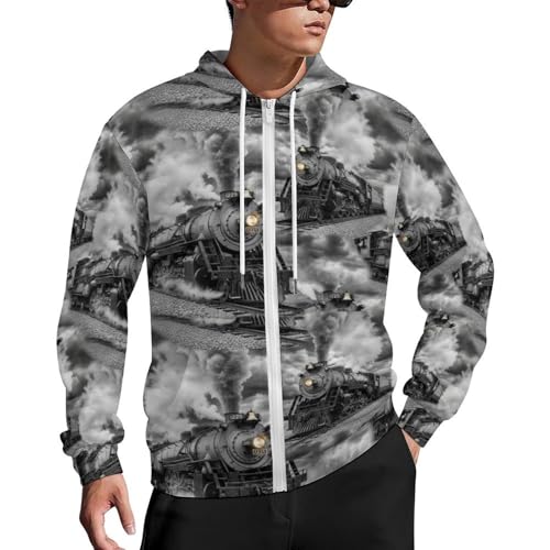Mens Hoodie Casual Sweatshirt Soft Long Sleeve Full Zip miniatura 1