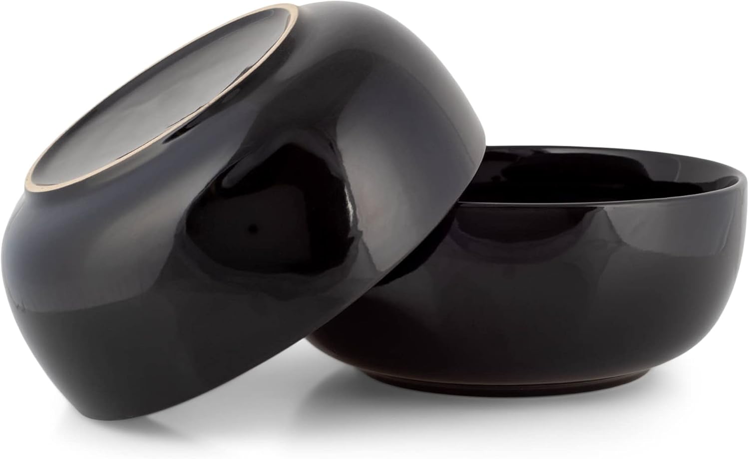 Elanze Designs Bistro Glossy Ceramic 8.5 inch Large Serving Bowls Set of 2 - Perfect for Multiple Everyday Uses: Pasta, Salad, Ramen, Soup, Popcorn, Noodles, Cereal and Mixing Bowls, Black - Image 5