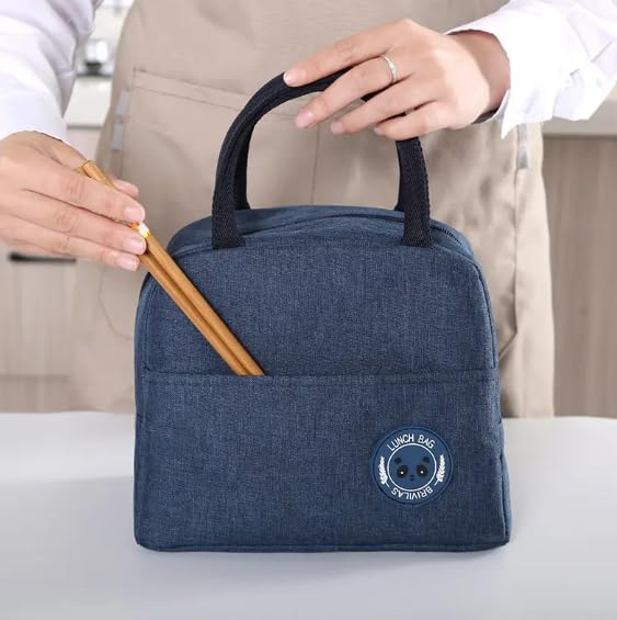 Image of Eco-Friendly Insulated Lunch Bag with Smart Organizer for Office, School, Gym & Outdoor - Reusable, Durable, and Stylish Storage for Men, Women, and Kids (Dark Blue)
