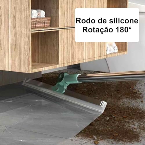 Rodo Vassoura De Silicone Para Limpeza De Vidro Chão Pisos Com Raspador 2 Em 1 Multiuso Com Cabo Ext