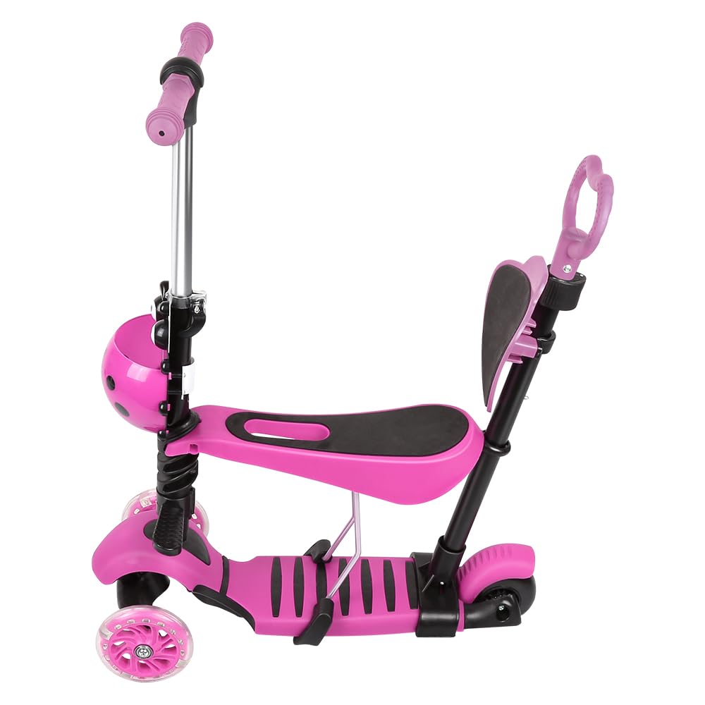 Trottinette à 3 Roues pour,Scooter Pliable coloré | Pont antidérapant réglable en Hauteur avec Roue Lumineuse LED, activités de Plein air pour garçons et Filles