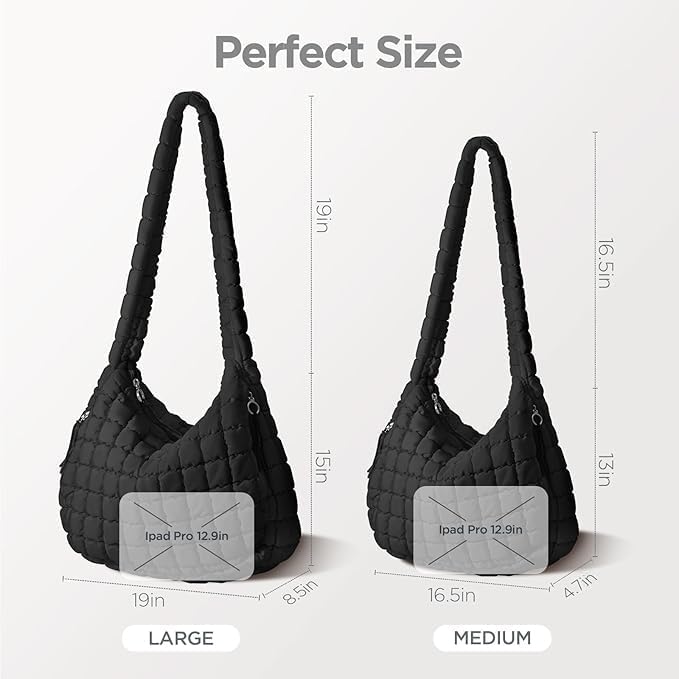Puffer Tote Bag for Women Large Quilted Tote Bag Quilted Carryall Bag Soft Puffy Crossbody Bag Hobo Handbags Puff Purse - Image 6