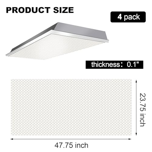 Frienda 4 Pcs Fluorescent Light Covers Replacement Flat Clear Prismatic Acrylic Ceiling Light Cover Panels(23.75" x 47.75" x 0.1") by Frienda - Image 2