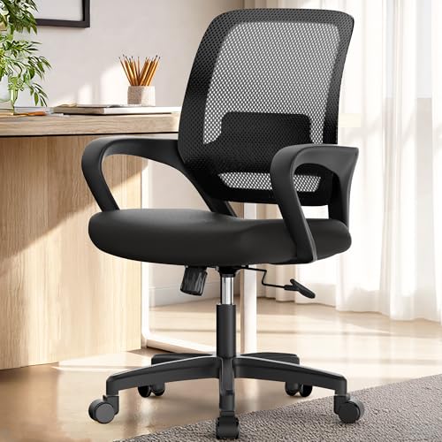 10 Best Computer Chair under $250 for Comfort and Ergonomic Support 9 NEO Chair Office Desk Mesh Chair Ergonomic Computer Mid-Back Chair with Comfy Lumbar Support Wheels Swivel Adjustable Height Rolling for Home Vanity Bedroom Study (All Black)