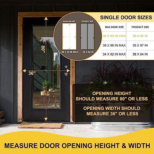 Image of Magnetic Screen Door- Fit for Door Size:36x80 Inch, Screen Itself Size:38 inchx82 inch, Hands Free Mesh Partition,Heavy Duty Screen Door Mesh Curtain Keeps Bugs Out, Frame Hook & Loop, Pet and Kid Friendly