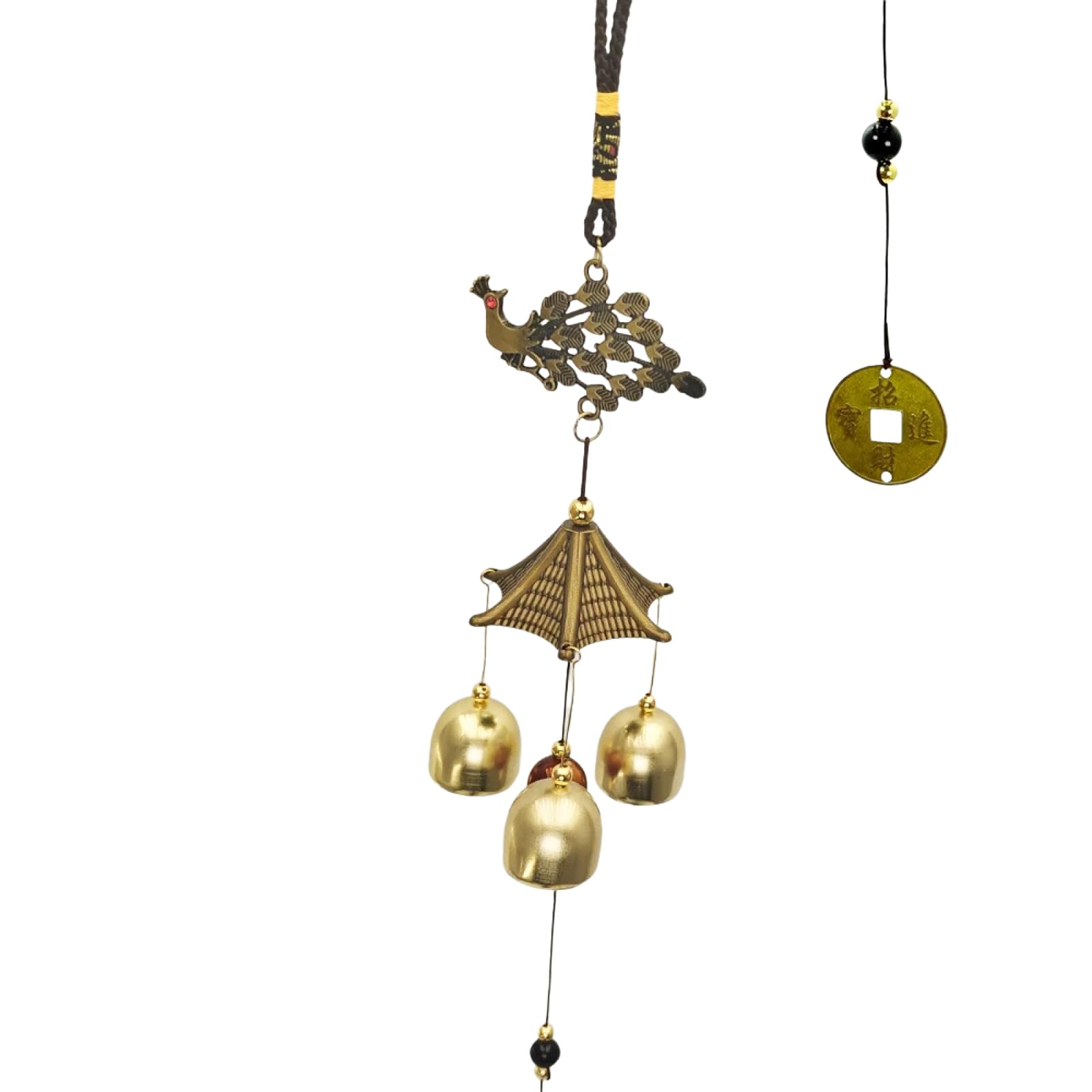 1 PC Lucky Wind Chimes Feng Shui Hanging Wind Chimes for Garden Good Luck Chinese Wind Bells with Coin Matel Bells Butterfly Cat，C