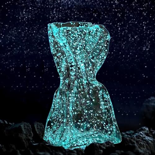 Paper Bag Vases Home Decor,9 Inch Unique Flower Crystal Vase Uranium Glass Decorations Living Room,Dining Room Coffee Table Fun Vase