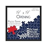 PFFO 19x19 Puzzle Frame, 1.25" Minimalist Matte Black Style, Clear Plexiglass, Strong Backing, Wall Hanging Hardware Included – Display for Puzzles, Art, Posters, or Pictures