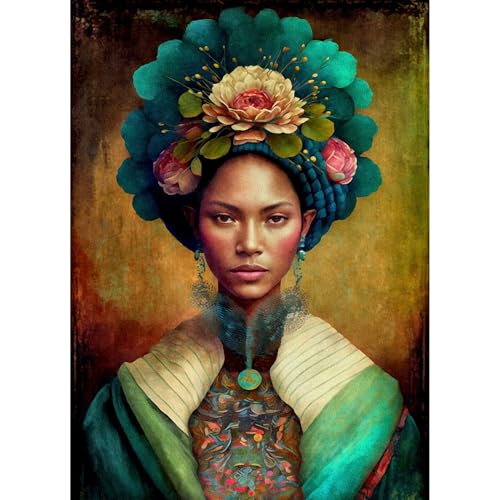 Papier de riz femme indienne pour relooker un meuble en bois ancien