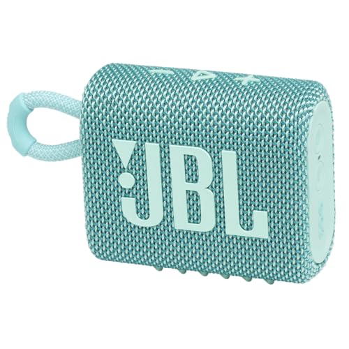 Image of JBL Go 3, Wireless Ultra Portable Bluetooth Speaker, Pro Sound, Vibrant Colors with Rugged Fabric Design, Waterproof, Type C (Without Mic, Teal)