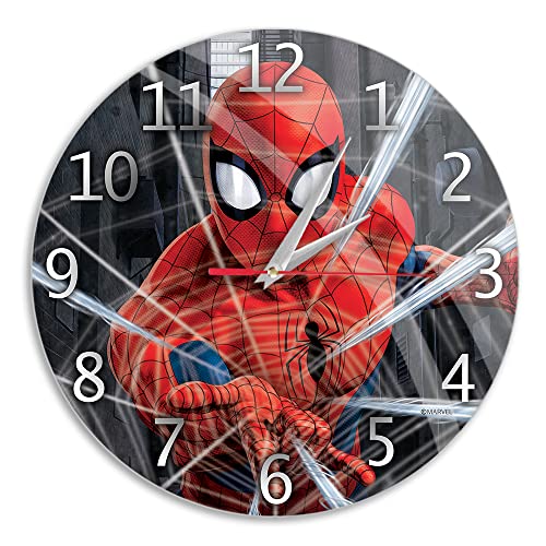Ert Group Reloj de Pared Brillante Original y con Licencia Oficial de Marvel, Motivo Spider Man 001,...