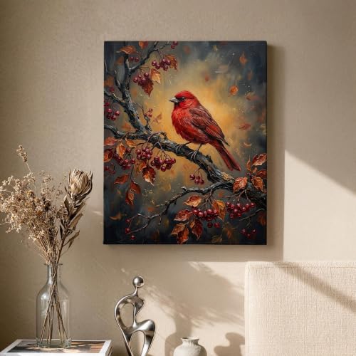 Lienzo de hojas de otoño rojas para decorar el dormitorio y la sala de estar 2