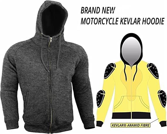 Men's Motorcycle Premium Aramid Fiber Fleece Hoodie Moto Racing Protective with CE-Approved Lining for Safety - Image 3