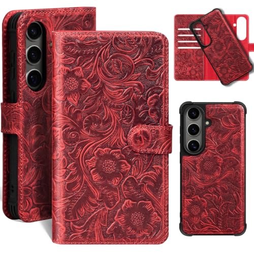 Étui portefeuille rouge Galaxy S26+ idéal pour voyager léger