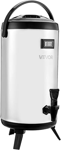 Miniatura 9 de VEVOR Dispensador de bebidas aislado, servidor térmico de bebidas de acero inoxidable de 2.4 galones9.2L con espiga y pantalla de temperatura,