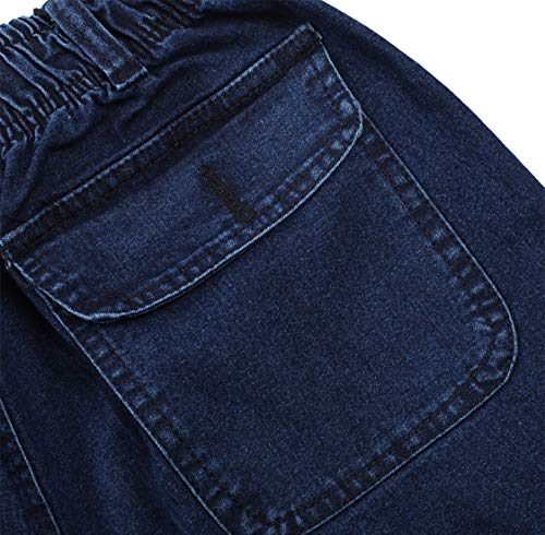 Locachy Men's Elastic Waist Denim Pants Casual Loose Straight Jeans4