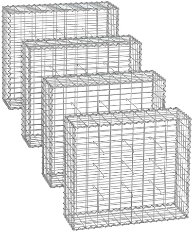 SONGMICS Gabion Galvanisé pour Décoration de Jardin - 100x90x30 cm, Lot de 4