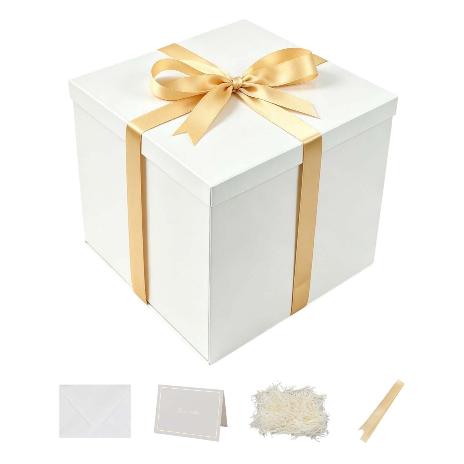 Nenwic Large Gift Box with Lid 28x28x26cm White Boxes, 2Pack