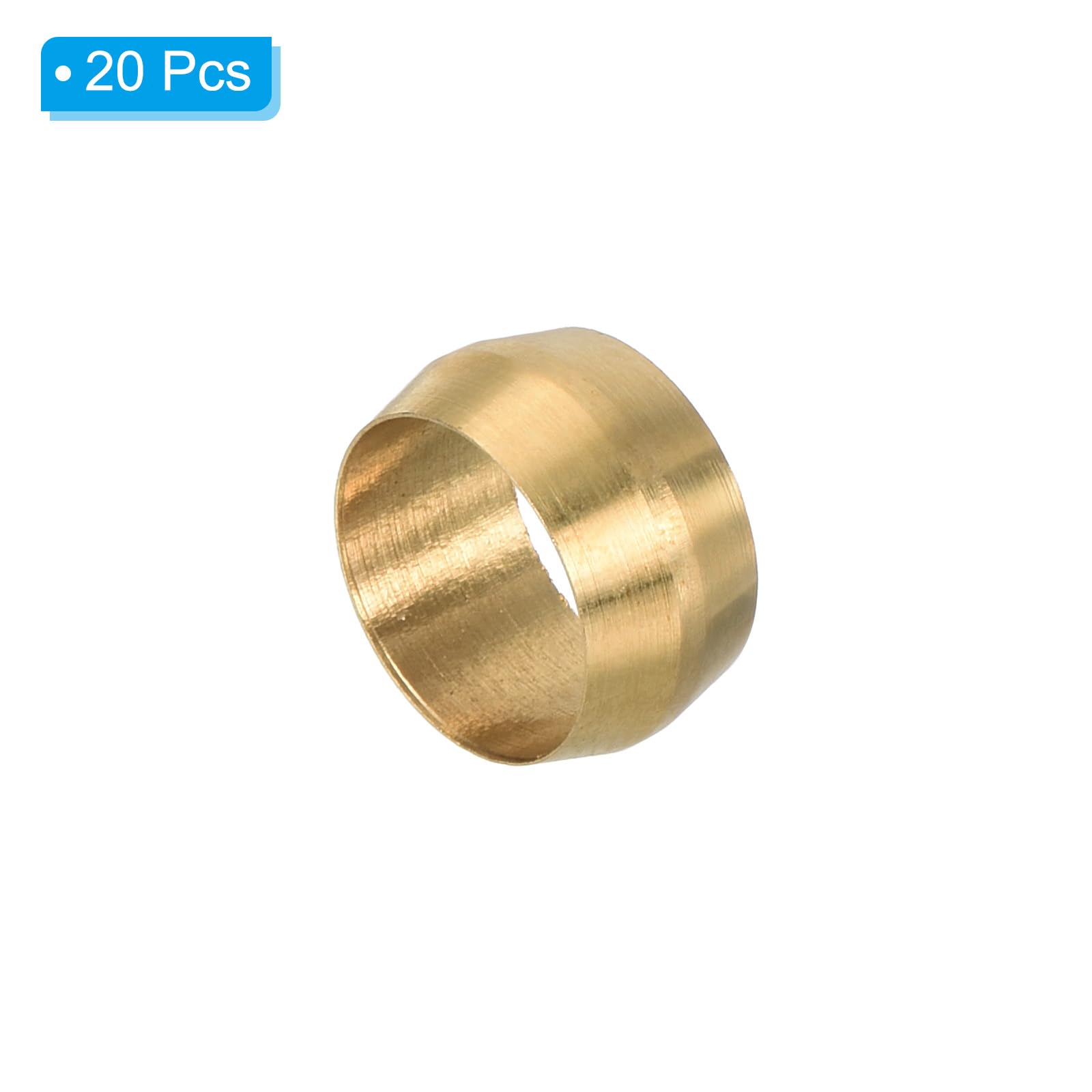 PATIKIL 3/8" ID Compression Sleeve Ferrules, 20 Pack Brass Sleeve Ferrules Compression Fitting Assortment Kit for Water Oil Air Pipe - Image 3