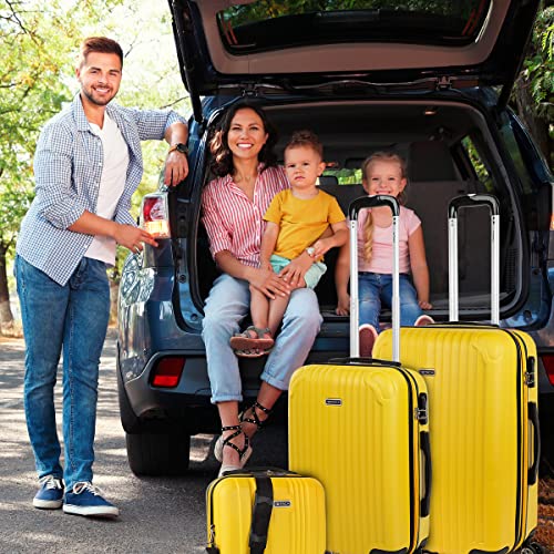 Image of ITACA Juego Maletas de Viaje 4 Ruedas Trolley ABS. Extensibles Rigidas Resistentes y Ligeras. Mango Asas Candado. Pequena Cabina Low Cost, Mediana y Grande y neceser. T71500, Amarillo, S + M + XS