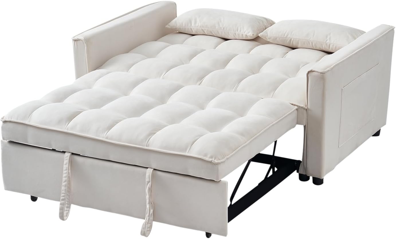 54.8'' Sleeper Sofa Bed 3-in-1 Convertible Couch with Pullout Bed,