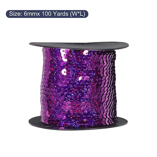 MECCANIXITY 100 Yards x 0.24 Inch Flat Sequin Strip Laser Sequins Fabric Paillette Spangle Sequins Trim for Crafts DIY Sequin Fringe Sewing Bling Dark Purple by MECCANIXITY - Used condition - Image 2