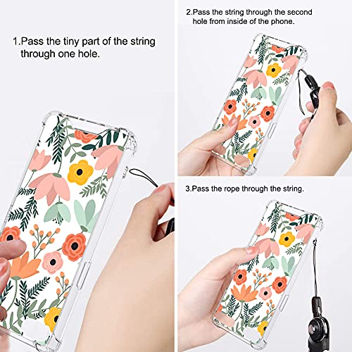 Kanghar Designed For Ipod Touch 5 6 7 Case Pink Floral With Lanyard Neck Strap For Women Girls Protective Shockproof Heavy Duty Orange Flower Pattern Mp3 Player Bumper Cover For Ipod Touch 5/6/7Th #TOP4