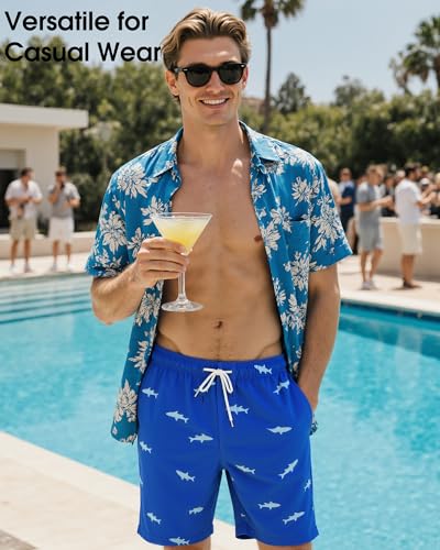 Image of Mens Swim Trunks with Compression Liner 2 in 1 Quick Dry Swimming Shorts Swimwear Bathing Suits with Pockets