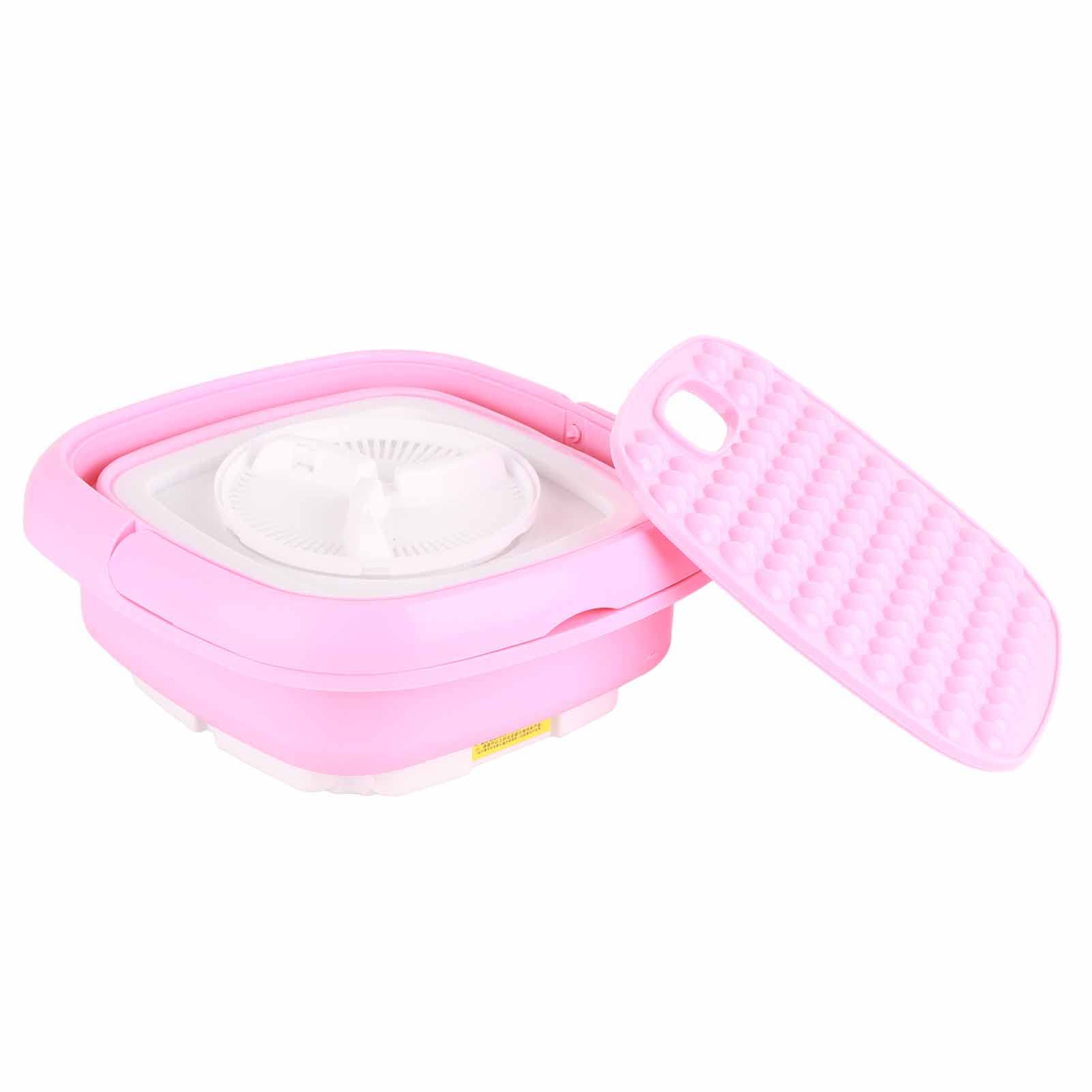 Mini Lavadora, Lavadora portátil semiautomática de plástico con Cesta de Drenaje y Tubo de Drenaje Lavadora pequeña 3 Modos de Limpieza Profunda(Rosa)(Pink)