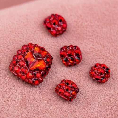 IntoVibes 10 Pieces Handmade Luxury Press On Toenails With Rde Bling Rhinestones, Full Cover, Press On Nails Stick On Toe Nails For Women Manicure, Acrylic Fake Toe Nails (M) — view 5