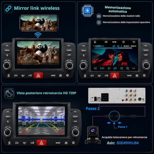 Schermo Autoradio CarPlay wireless per FIAT Panda 2013-2020 1 DIN Bluetooth 5 Schermo Autoradio CarPlay wireless per FIAT Panda 2013-2020 1 DIN Bluetooth - immagine 5
