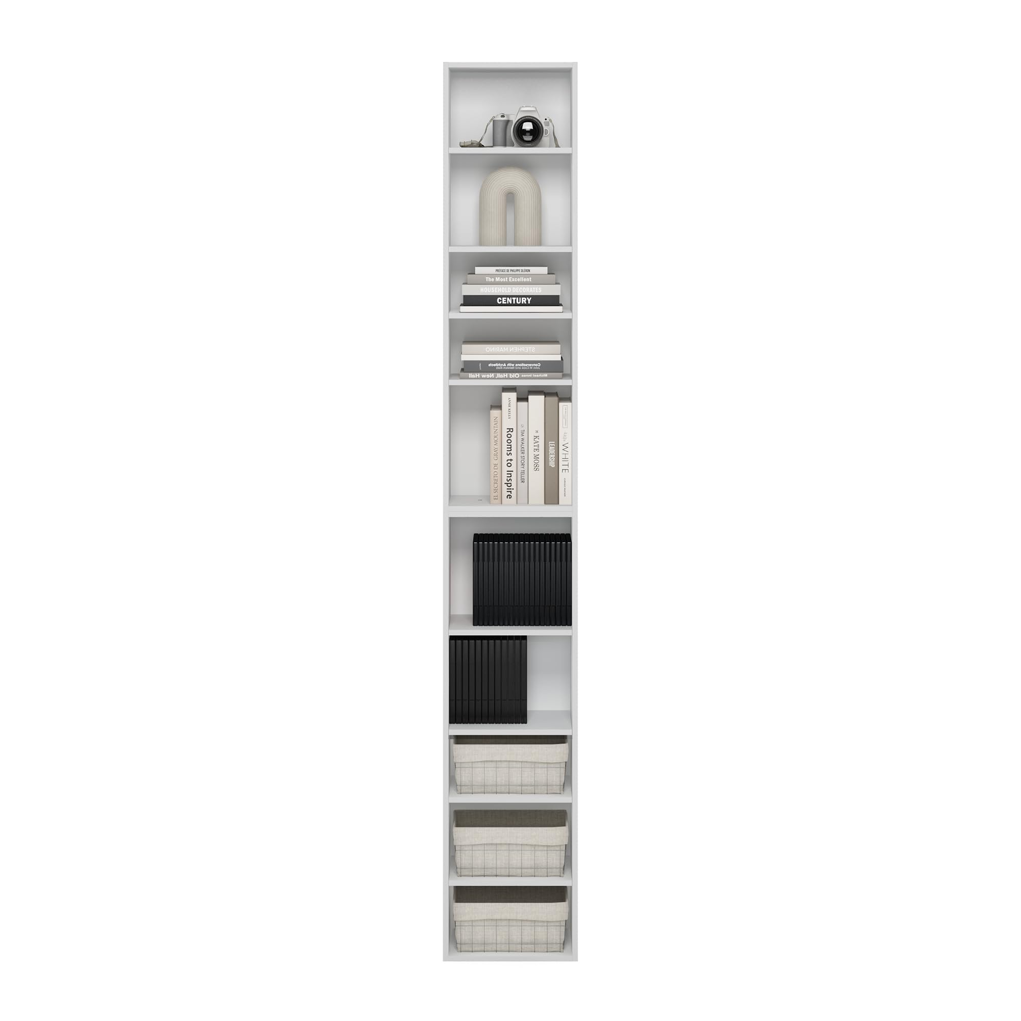 Furinno PASIR Libreria a 10 Ripiani, Libreria con Ripiano Aperto, per Soggiorno, Camera da Letto, Home Office, Bianco