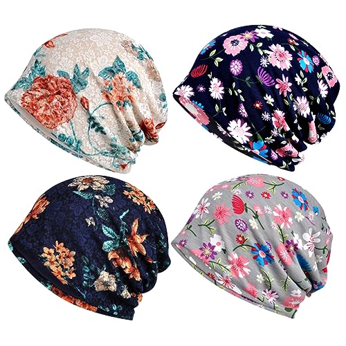 Bonnet de nuit en coton ajouré pour femme lot de 4 chapeaux de maternité légers contre le vent