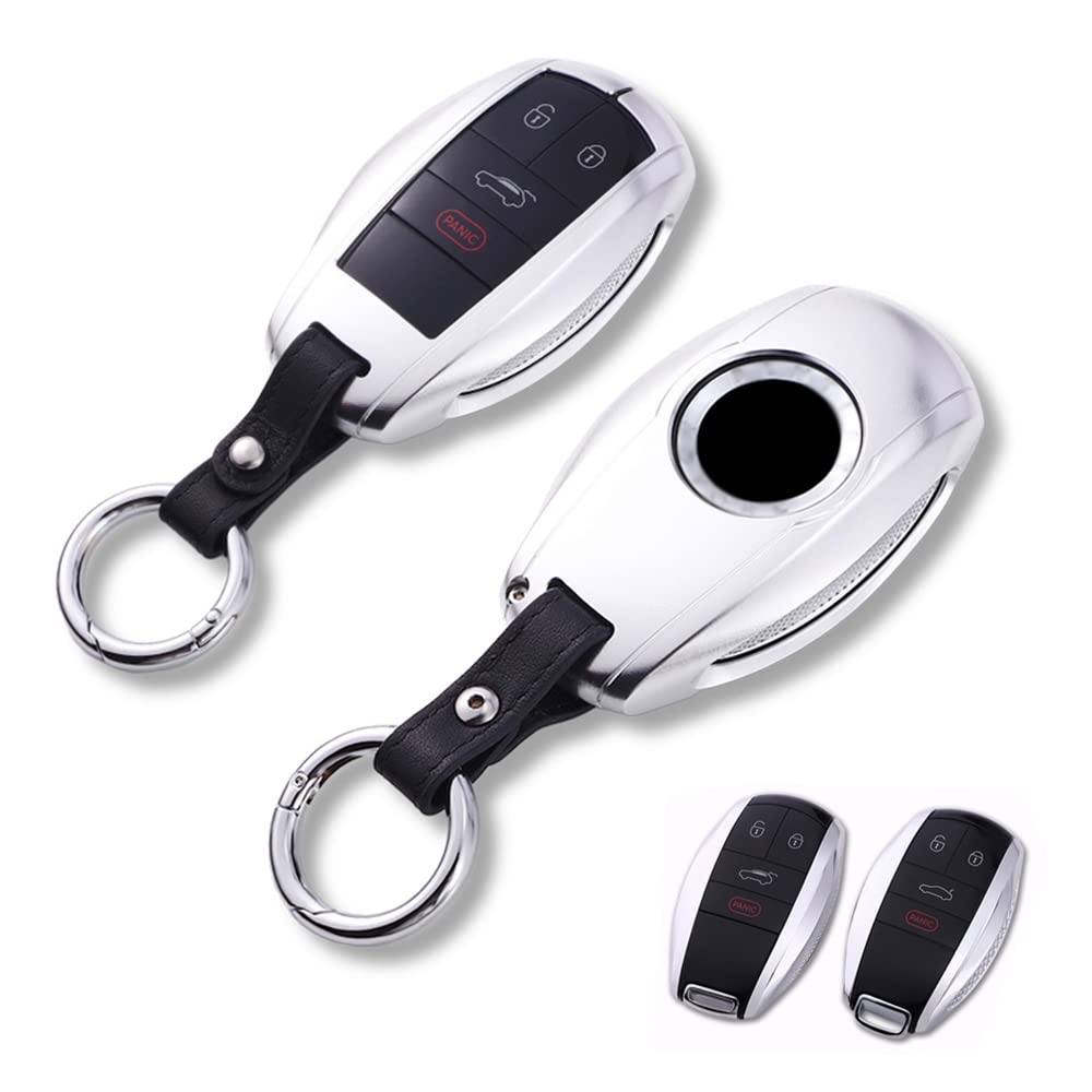 JanneChou Premium Aluminum Metal Key Fob Case Cover Shell Fit for Bentley Bentayga Flying Spur GT 2018-2021 with Keychain