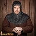 Lord of Battles Medieval Chainmail Coif Hood – 17 Gauge Mild Steel – 9mm Flat Dome Riveted and Solid Rings – Handcrafted Chain Mail Head Armor – SCA LARP Costume Gear