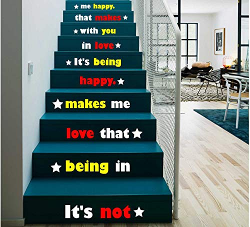 Image of CVANU Letters Wall Decor Stickers Stair Decals Quotes Stairway Decals Quote Steps Vinyl Stickers Lettering Family Staircase Decal Multicolor (Stairs-pg 46)