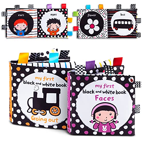 Image of High Contrast Black and White Interactive Crinkle Soft Book Bundle for Infant Baby First Cloth Book Set Soft Activity