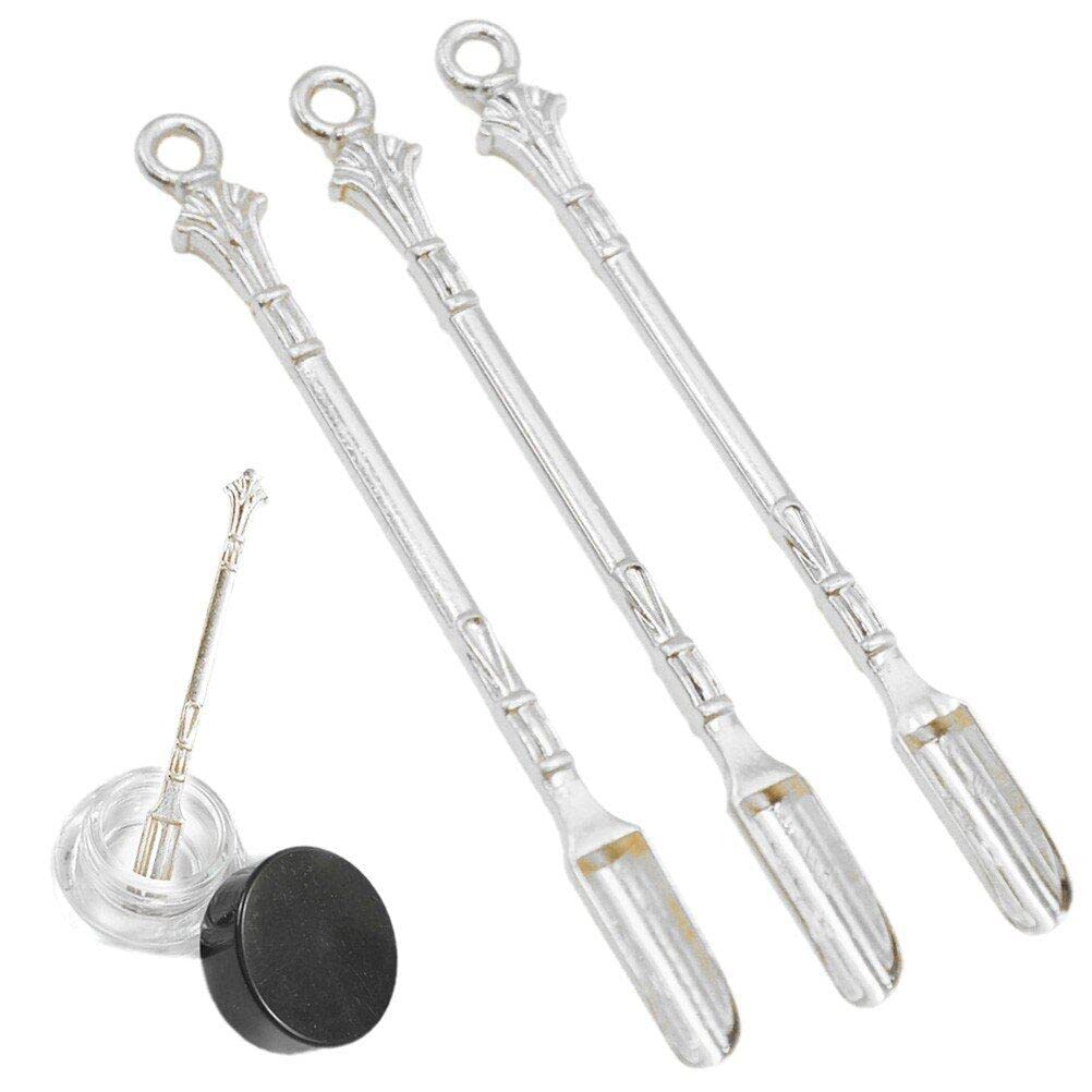 Ericetion Silver 3Pcs Snuff Spoons - Mini Powder Scoop Pendants For Sniffe Bottles, Smoking & Kitchen Accessories, 80Mm