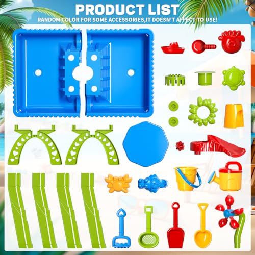Doloowee Sand Water Table for Toddlers, Outdoor Activity Play Table with Sand Beach Toy, Kids Garden Beach Play Table Summer Toys for Boys Girls Age 3-5
