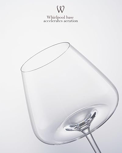 Miniatura 4 de Juego de 4 copas de vino de cristal sopladas a mano de 23.5 onzas para Pinot Noir, Borgoña, Burdeos, vasos de cristal grandes sin plomo con diseño