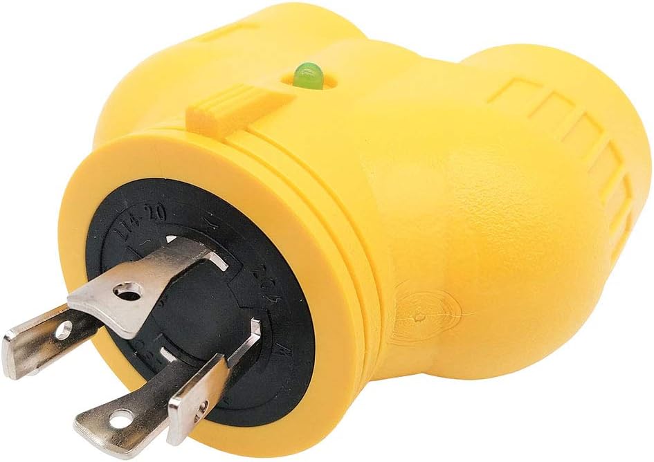 Parkworld 60868 Adapter Generator 4 Prong 20A Plug L14-20P to (2) 5-20R (T-Blade 5-15R) Receptacle