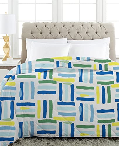 Image of HOMEKART 220 GSM Reversible Microfiber AC Comforter /Duvets for Mild Winter | All Season King Size 3 Layered Quilted Blanket for Single Bed (150 cm x 225 cm, Modren, White and Green)