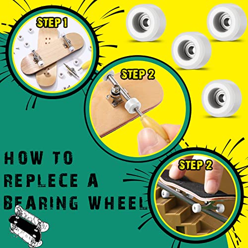 Zhehao 8 Pcs Fingerboard Wheels Trucks Set CNC with Tool 34 mm Deck, White - image 3